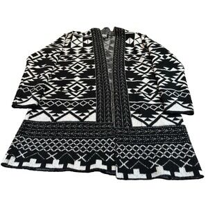 Frye‎ Sweater Womens Black and White Aztec Open Cardigan Knit Size S